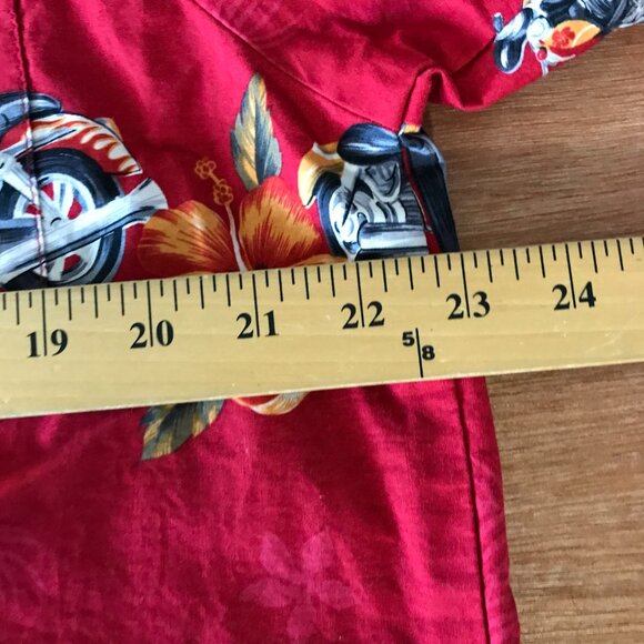 Bishop Street Shirt Men L Red Motorcycle Floral Button Up Pocket Short Sleeve - Picture 8 of 11
